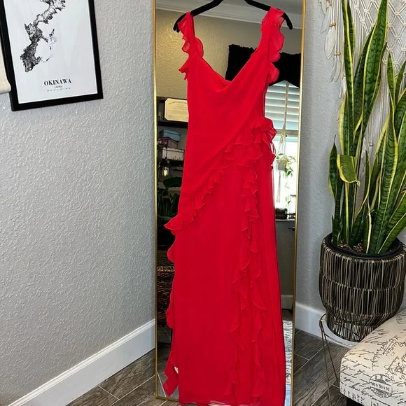 HOUSE OF CB 'Ariela' Cherry Ruffle Maxi Dress NWOT - Picture 8 of 11